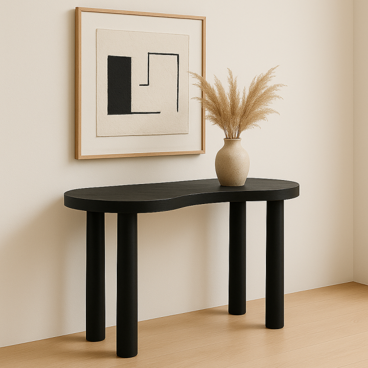 Modern Minimalist Masif Ahşap Dresuar – Şık ve Zarif Tasarım Doğal Ahşap Oval Dresuar