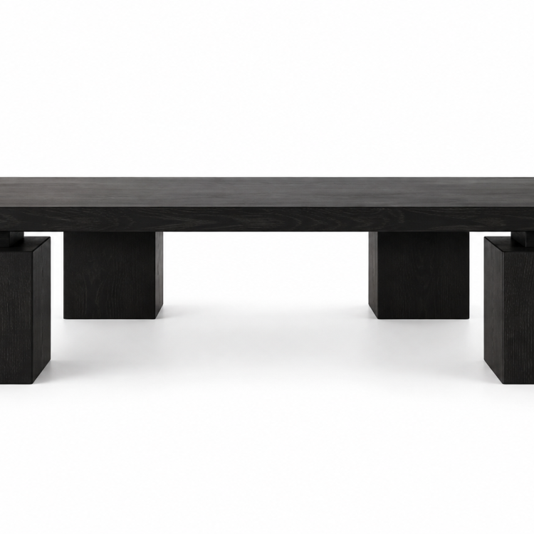 Block 4 Küp Ayaklı Masif Ahşap Orta Sehpa – 140x65 cm Modern Dikdörtgen Tasarım Block 4 Küp Ayaklı Masif Ahşap Orta Sehpa – 140x65 cm Modern Dikdörtgen Tasarım