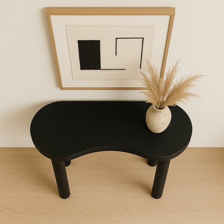 Modern Minimalist Masif Ahşap Dresuar – Şık ve Zarif Tasarım Doğal Ahşap Oval Dresuar