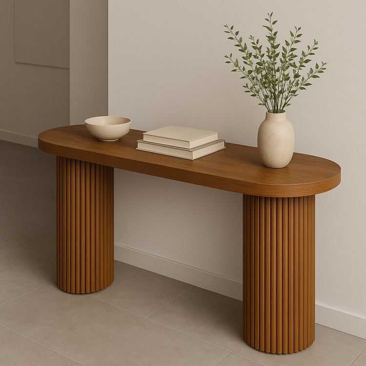 Doğal Kayın Masif Ahşap Dresuar - Oval Formlu Fitil Ayaklı Konsol Doğal Kayın Masif Ahşap Dresuar - Oval Formlu Fitil Ayaklı Konsol