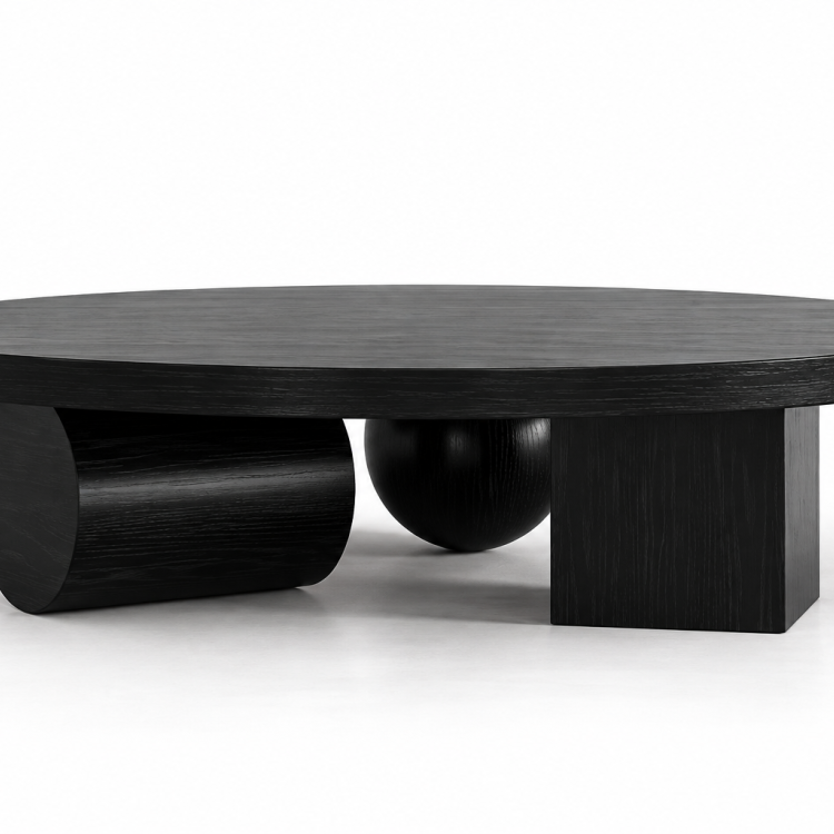 Geometrik Formlu Yuvarlak Ahşap Orta Sehpa – Modern Heykelsi Tasarım 110 cm Geometrik Formlu Yuvarlak Ahşap Orta Sehpa – Modern Heykelsi Tasarım 110 cm