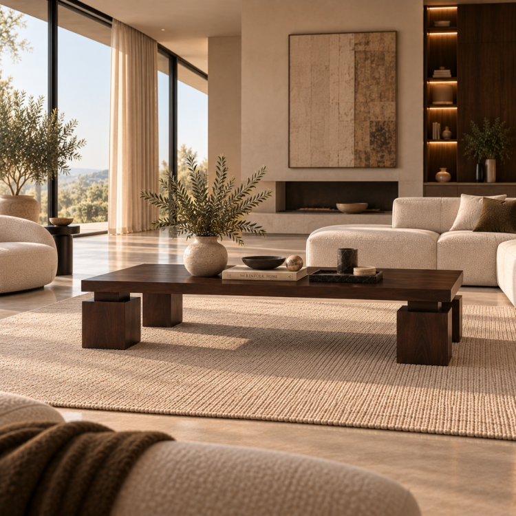 Block 4 Küp Ayaklı Masif Ahşap Orta Sehpa – 140x65 cm Modern Dikdörtgen Tasarım Block 4 Küp Ayaklı Masif Ahşap Orta Sehpa – 140x65 cm Modern Dikdörtgen Tasarım