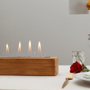 Masaüstü Dekoratif Modern Ahşap İroko Şömine Bioethanol Şömine Hediyelik Eşya