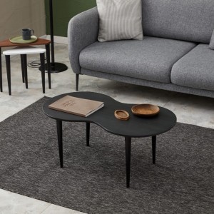 Siyah Forever Stil Masif Doğal Ahşap Orta Sehpa Yeni Nesil Modern Sehpa Masif Orta Sehpa