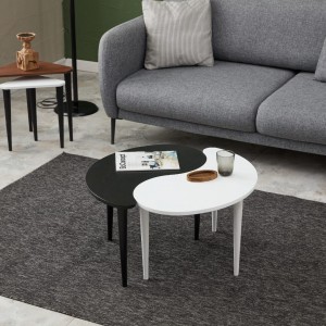 Yinyang Stil Masif Orta Sehpa Yeni Nesil Sehpa Doğal Ahşap İkili Orta Sehpa