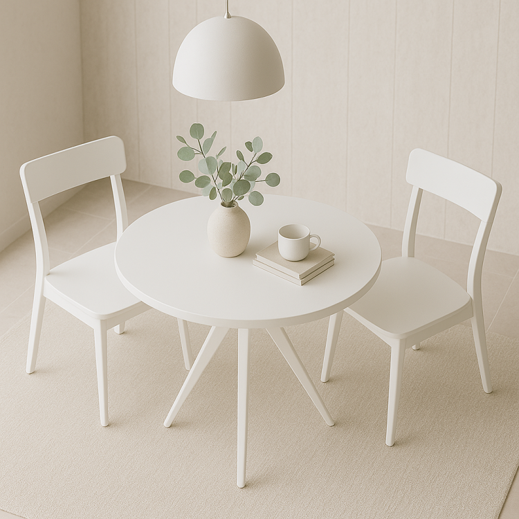 Masif Gürgen Ağacı Yuvarlak Modern Yemek Masası – El İşçiliği Minimal Tasarım 80cm 