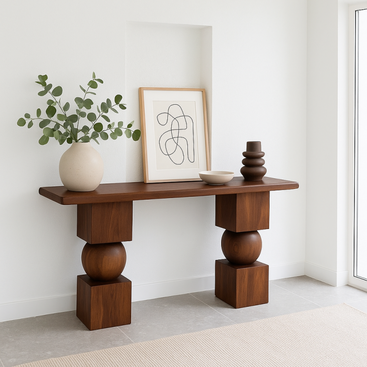 Masif Ceviz Ahşap Modern Tasarım Dresuar – El Yapımı Modern Minimal Tarz