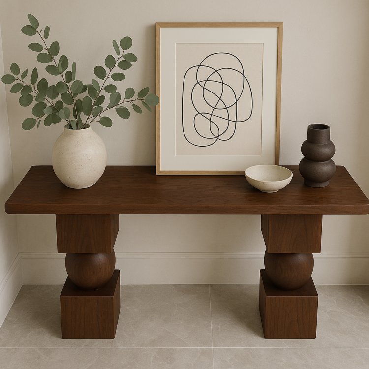 Masif Ceviz Ahşap Modern Tasarım Dresuar – El Yapımı Modern Minimal Tarz