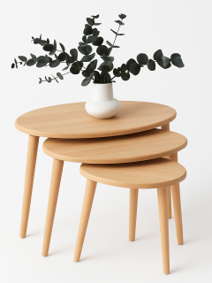 A+ Plus Gürgen Ağacı Masif Doğal Ahşap Zigon Sehpa 3'lü Set, Modern Masif Yan Sehpa A+ Plus Gürgen Ağacı Masif Doğal Ahşap Zigon Sehpa 3'lü Set, Modern Masif Yan Sehpa