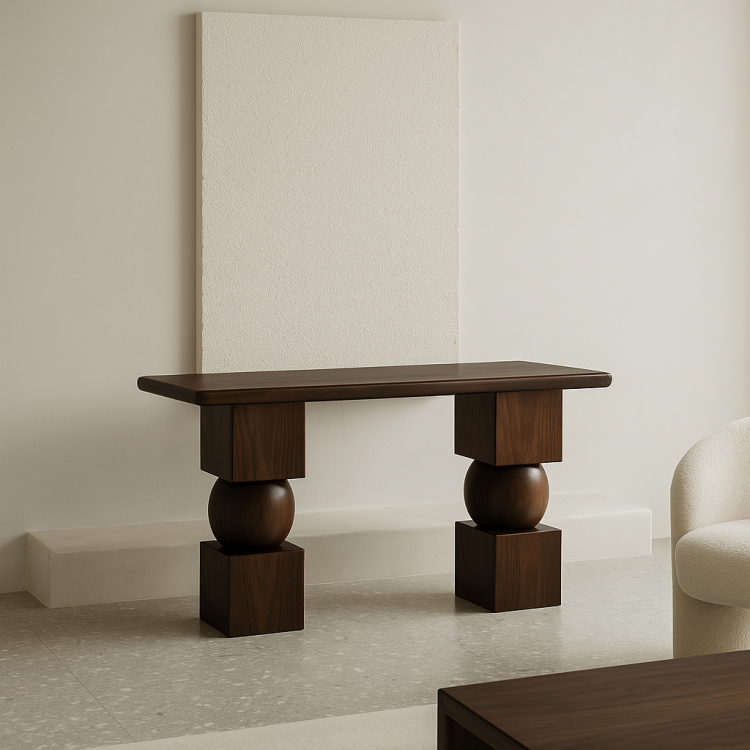 Masif Ceviz Ahşap Modern Tasarım Dresuar – El Yapımı Modern Minimal Tarz