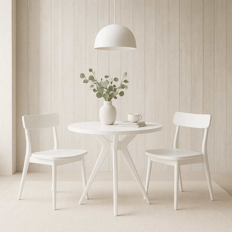 Masif Gürgen Ağacı Yuvarlak Modern Yemek Masası – El İşçiliği Minimal Tasarım 80cm 