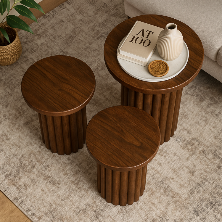 Masif Gürgen Ağacı 3’lü Zigon Sehpa Seti – Modern Minimal PTT ayaklı Modern Yan Sehpa Masif Gürgen Ağacı 3’lü Zigon Sehpa Seti – Modern Minimal PTT ayaklı Modern Yan Sehpa