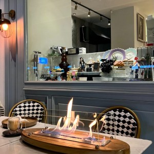 Ceviz Lux Şömine Masaüstü Dekoratif Şömine Bioethanol Mega Oval 