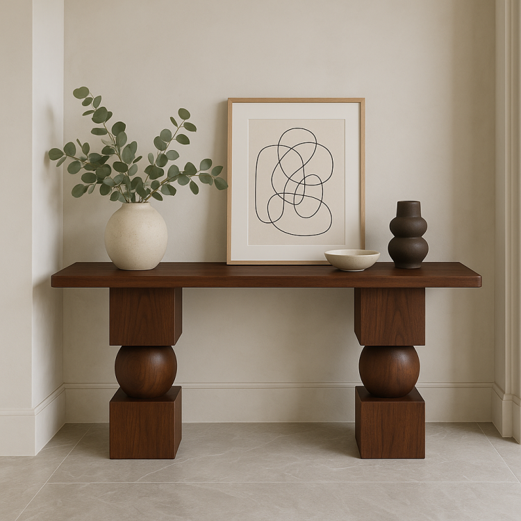 Masif Ceviz Ahşap Modern Tasarım Dresuar – El Yapımı Modern Minimal Tarz