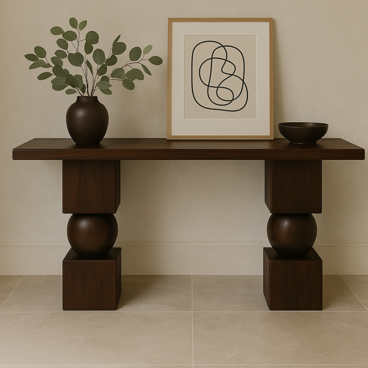 Masif Ceviz Ahşap Modern Tasarım Dresuar – El Yapımı Modern Minimal Tarz