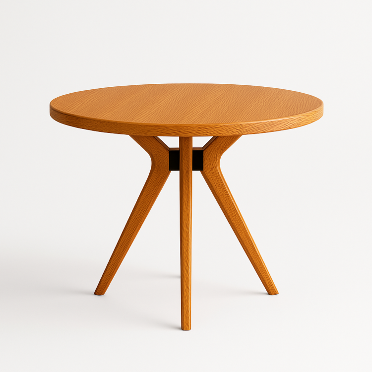 Masif Gürgen Ağacı Yuvarlak Modern Yemek Masası – El İşçiliği Minimal Tasarım 80cm 