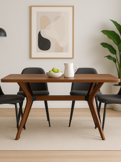 %100 Gürgen Masif Ahşap Minimal Yemek Masası – 160 cm Modern Tasarım %100 Gürgen Masif Ahşap Minimal Yemek Masası – 160 cm Modern Tasarım