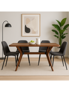 %100 Gürgen Masif Ahşap Minimal Yemek Masası – 160 cm Modern Tasarım