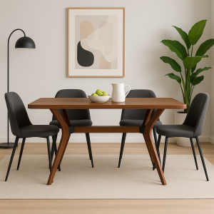 %100 Gürgen Masif Ahşap Minimal Yemek Masası – 160 cm Modern Tasarım