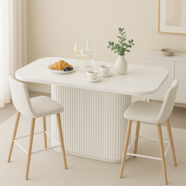 %100 Kayın Masif Ahşap Bar Masası – Özel Flüt Ayaklı Modern Tasarım Modern Estetik Bar Masa