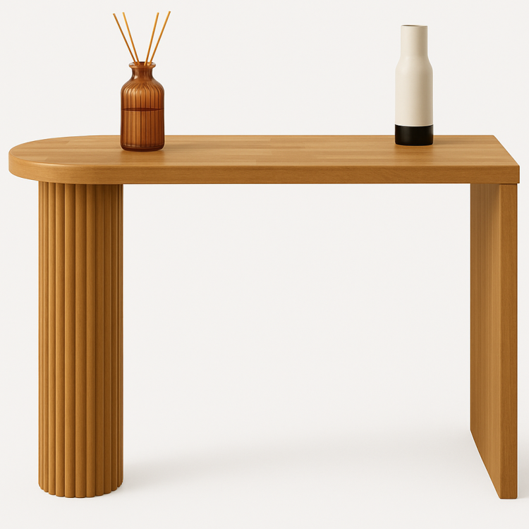 Modern Tasarım Kayın Bar Masası – Flüt Desenli Özel Ayak Doğal Kayın Bar Masası – El Yapımı Natural 