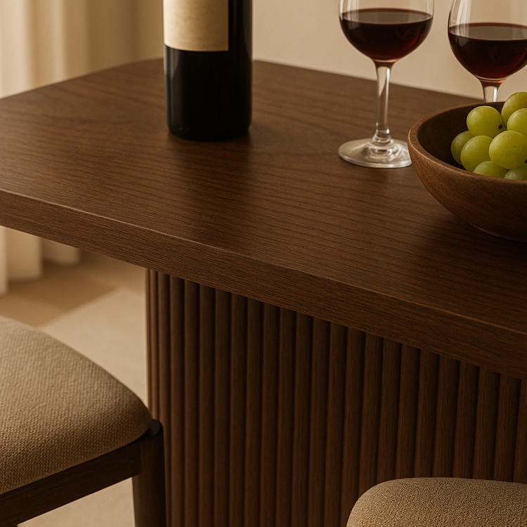 %100 Kayın Masif Ahşap Bar Masası – Özel Flüt Ayaklı Modern Tasarım Modern Estetik Bar Masa