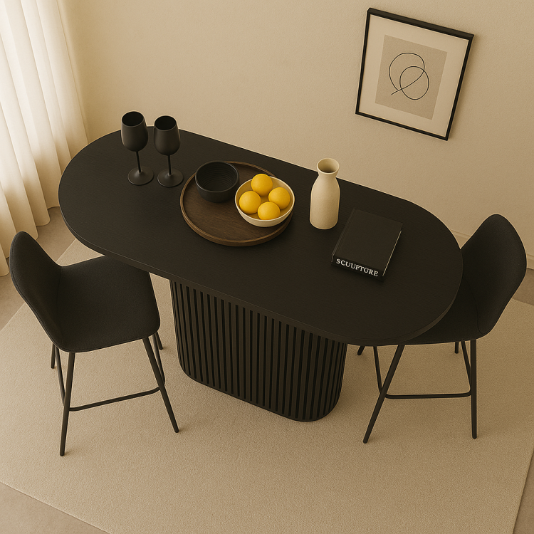 %100 Kayın Masif Ahşap Bar Masası – Özel Flüt Ayaklı Modern Tasarım Modern Estetik Bar Masa