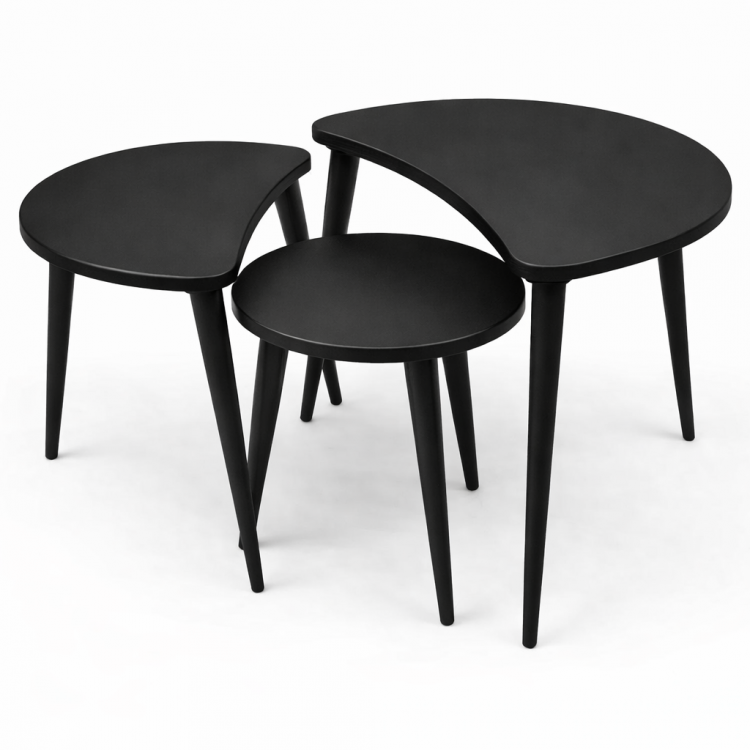  Masif Gürgen Ağacı 3’lü Zigon Sehpa Seti | Modern ve Şık Orta Sehpa Takımı