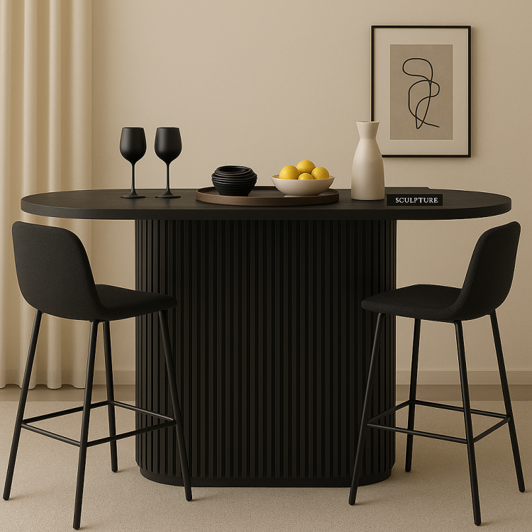 %100 Kayın Masif Ahşap Bar Masası – Özel Flüt Ayaklı Modern Tasarım Modern Estetik Bar Masa