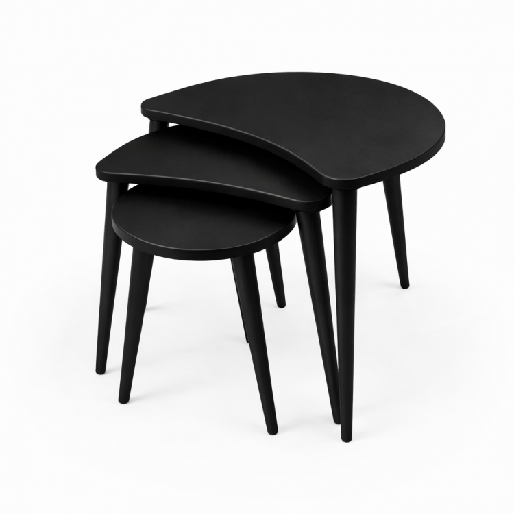  Masif Gürgen Ağacı 3’lü Zigon Sehpa Seti | Modern ve Şık Orta Sehpa Takımı