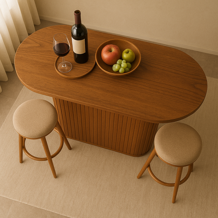 %100 Kayın Masif Ahşap Bar Masası – Özel Flüt Ayaklı Modern Tasarım Modern Estetik Bar Masa